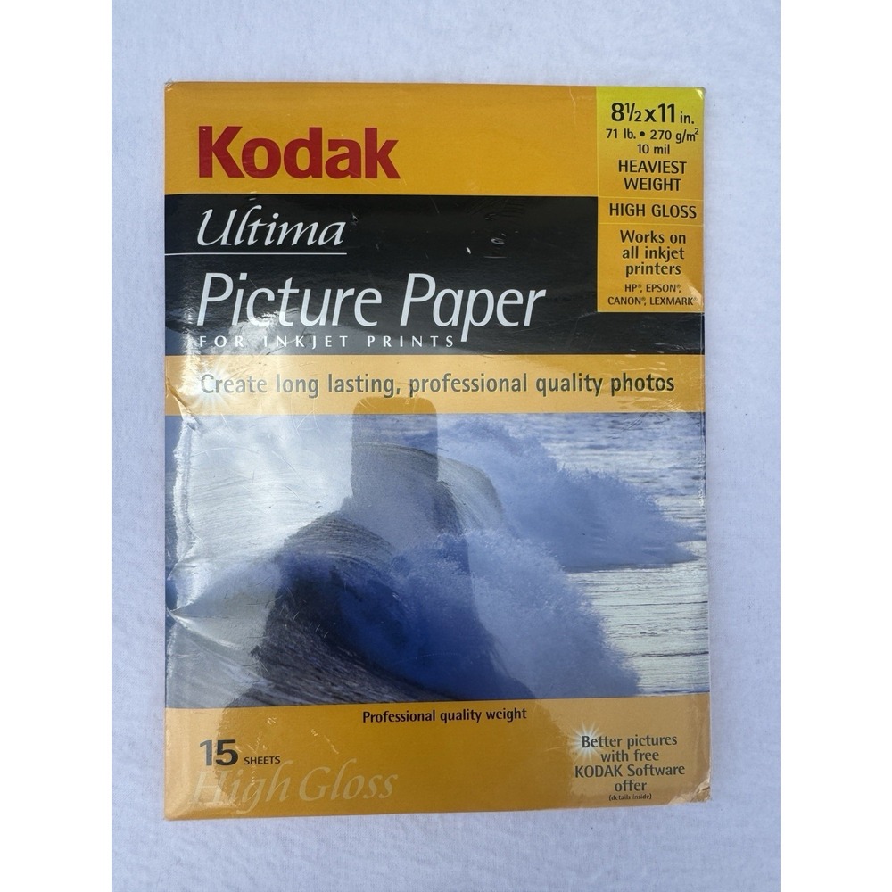 New Sealed Box KODAK Ultima Picture Paper High Gloss 8.5" x 11" 15 Heavy Sheets